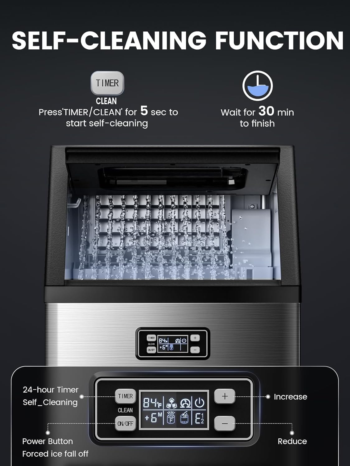 Commercial Ice Maker Machine,100lbs/24H,Silver