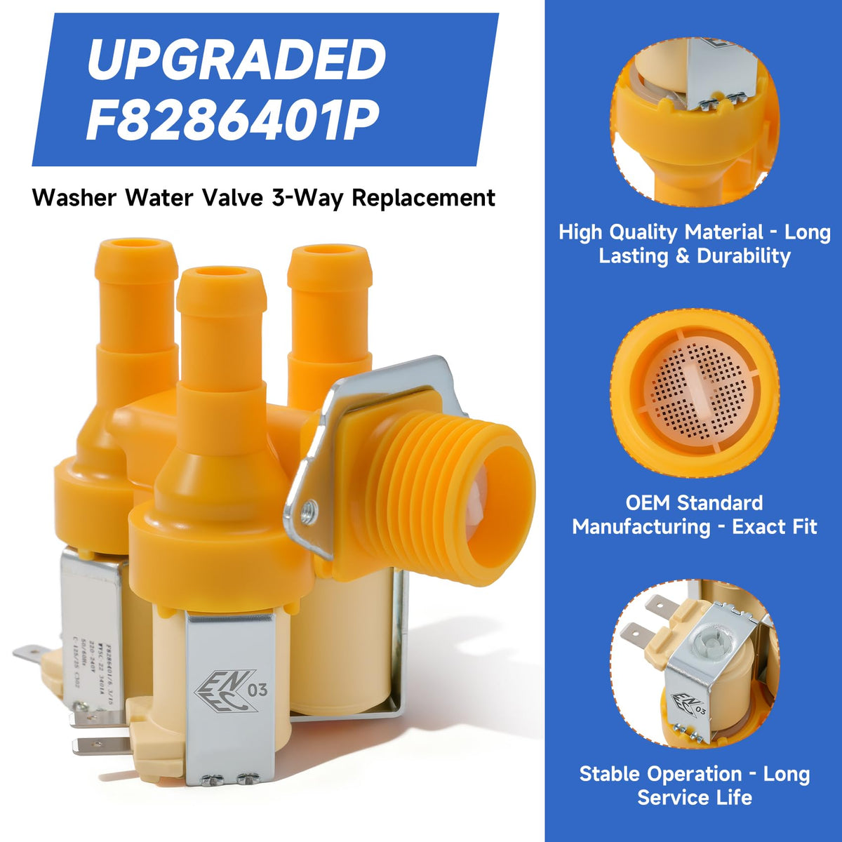 F8286401P Washer Water Inlet Valve Replacement for Speed Queen
