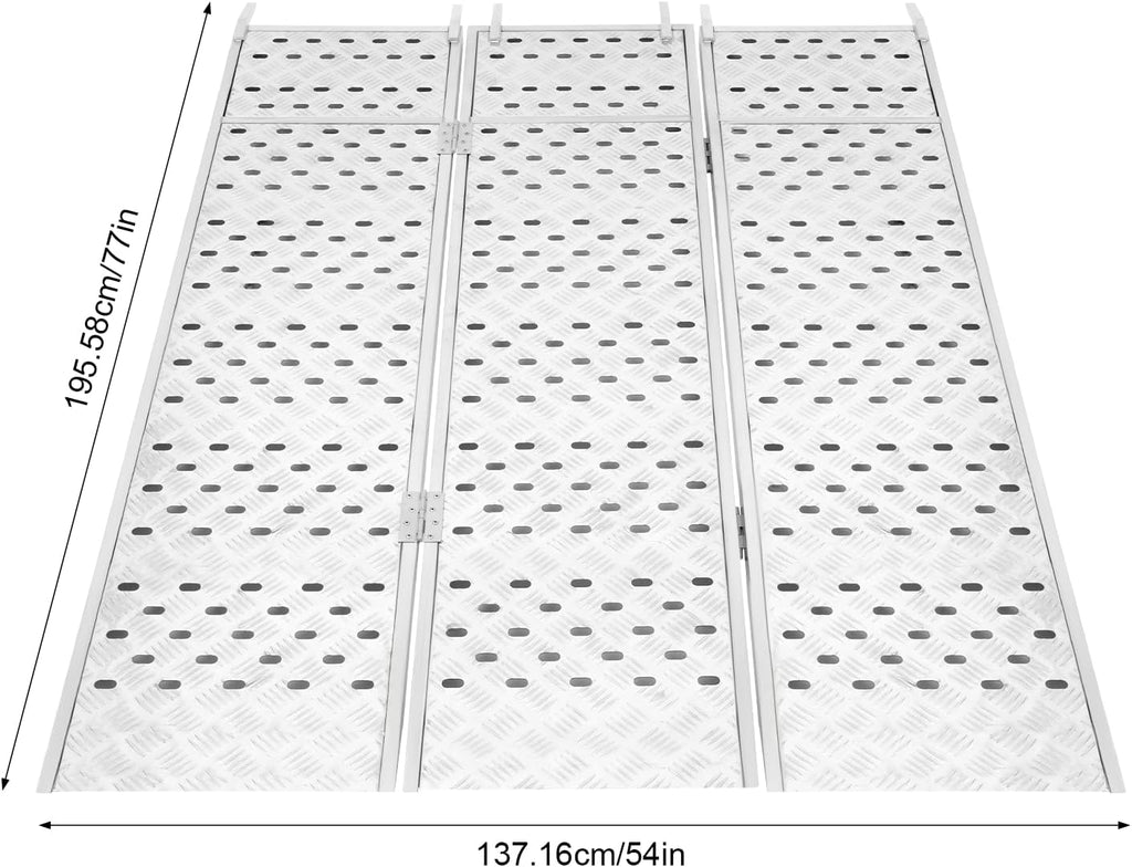 Aluminum Tri-Fold Trailer Ramps with Treads, 1 Pack 1500 lbs Heavy-Duty Anti-Slip Aluminum Loading Ramps ATV Ramp