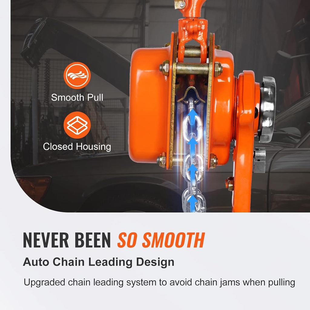 Manual Lever Chain Hoist, 1-1/2 Ton 3300 lbs Capacity 10 FT Come Along, G80 Galvanized Carbon Steel with Weston