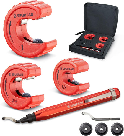 4pcs Pipe Cutter Tool Set with Deburring Tool for Copper Tubing | 3pcs Tubing Cutter 1/2" 3/4" 1" and 1pc Deburring