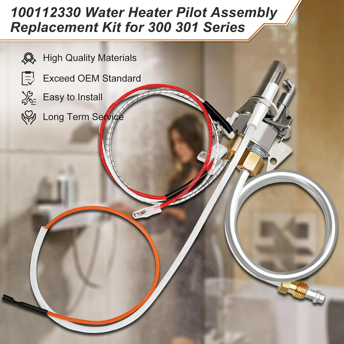 Upgrade 100112330 Water Heater Pilot Assembly, Replace 9007876 Thermopile