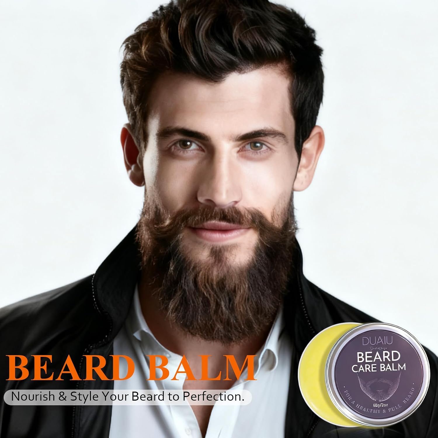 Beard Grooming Kit for Men Care, Beard Oil & Beard Balm, Boar Bristles Brush, Multi-Comb and Scissors for Beard and