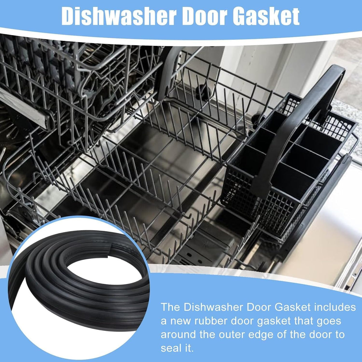 XSPANDER Updated W11425053, W11683628, PS17629637, EAP17629637, 28907014 Dishwasher Tub Gasket Fit for WDF520PADM7 WDF520PADM8 WDF520PADM9 WDF520PADW0 WDF520PADW2
