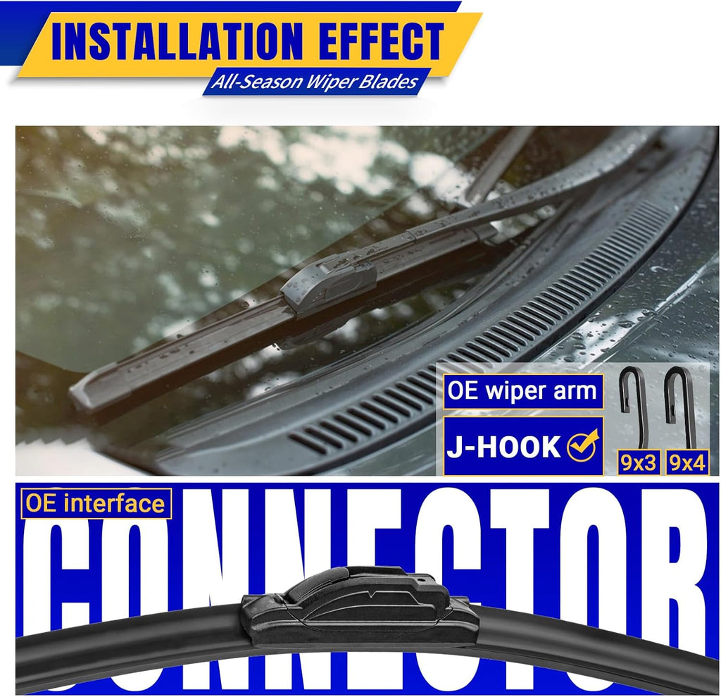 3 wipers Replacement for 2012-2019 Fiat 500, Windshield Wiper Blades Original Equipment Replacement - 24"/14"/12"