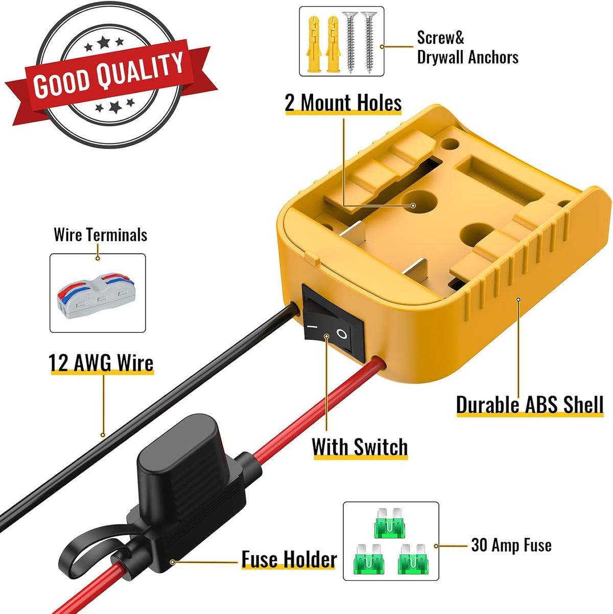 Power Wheel Adapter Compatible with Dewalt 20V Battery Converter Kit
