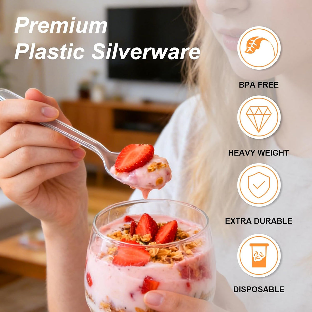 360 Count Extra Heavy Duty Clear Plastic Forks and Spoons