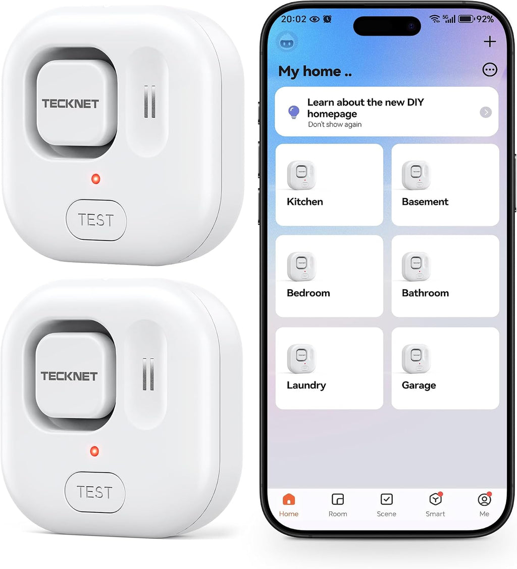WiFi Water Leak Detector, Smart Leak Sensor with App Alerts | Instant App Alerts & 120dB Alarm, IP67 Waterproof, No