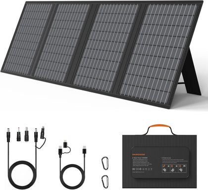 60W Portable Solar Panels Charger with USB-C, USB-A and DC Outputs | Foldable IP67 Waterproof Solar Phone Panel for