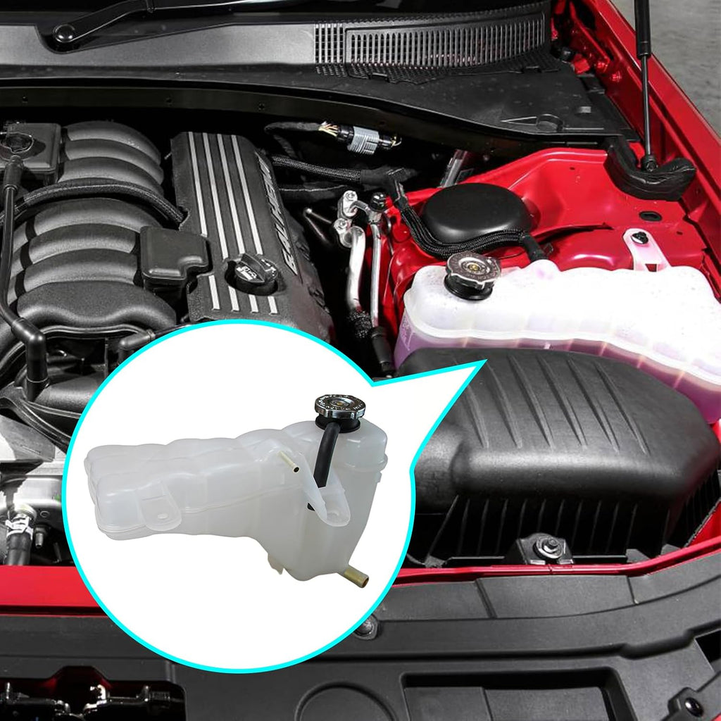 603-380 Engine Coolant Reservoir Tank with Cap Compatible with 2011 - 2021 Chrysler 300, Dodge Challenger, Dodge Charger 3.6L 5.7L 6.4L | Overflow Tank Replaces# 55111260AB, 55111260AF