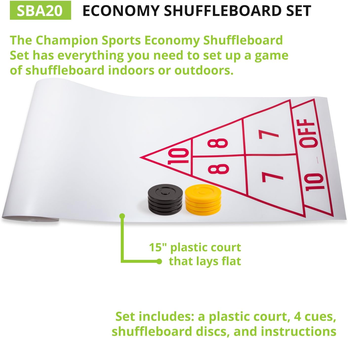 Shuffleboard Set (Cues & Pucks Included) - Easy Setup Indoor/Outdoor Group Game up to 4 Players – Multiple Styles