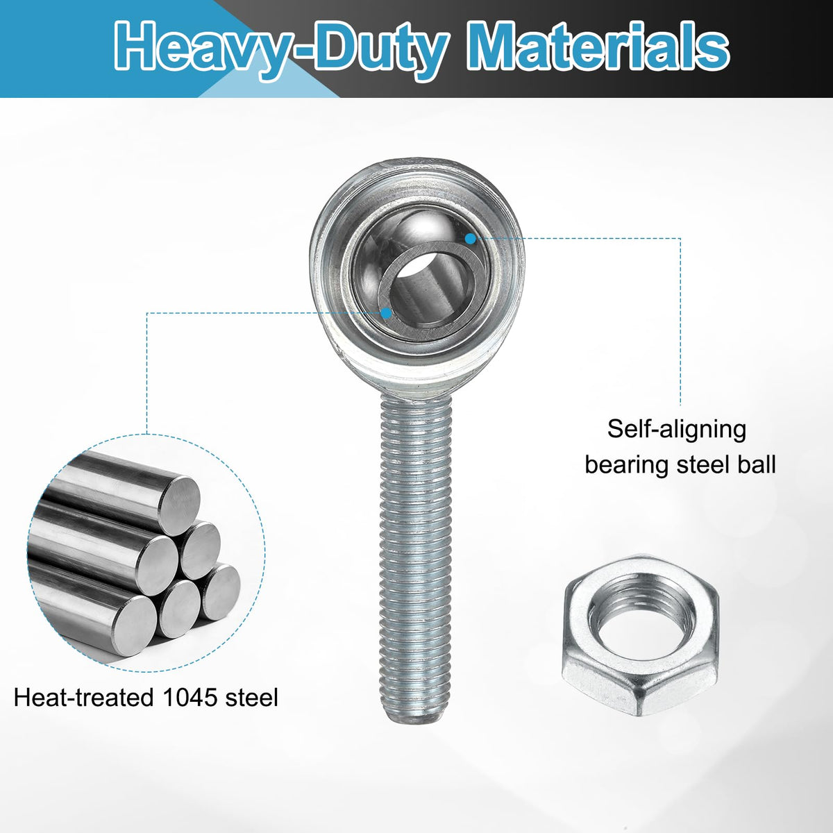 uxcell 2Pcs CM5 Rod End Bearing 5/16" Bore, 5/16-24 UNF RH Male, 1045 Steel