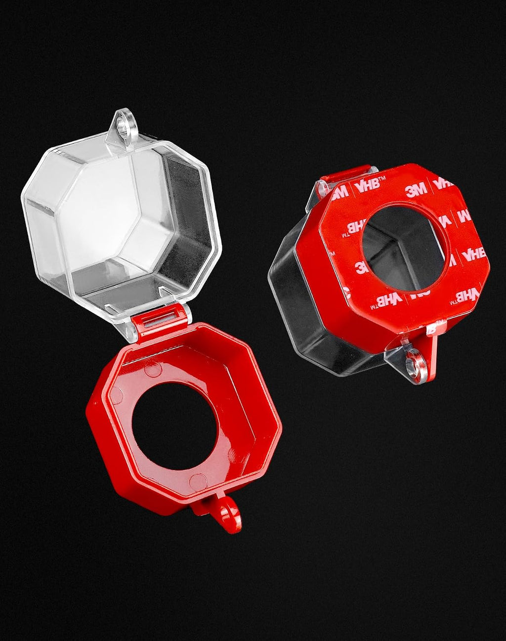 QWORK Emergency Stop Button Cover, 4 Pack Plastic Switch Cover Protector, Toggle Switch Push Button Switch Lockout Cover, Add Protection
