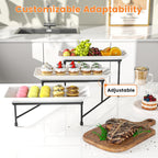 3 Tier Serving Tray, 12'' Collapsible BPA Free Dessert Stand, Black
