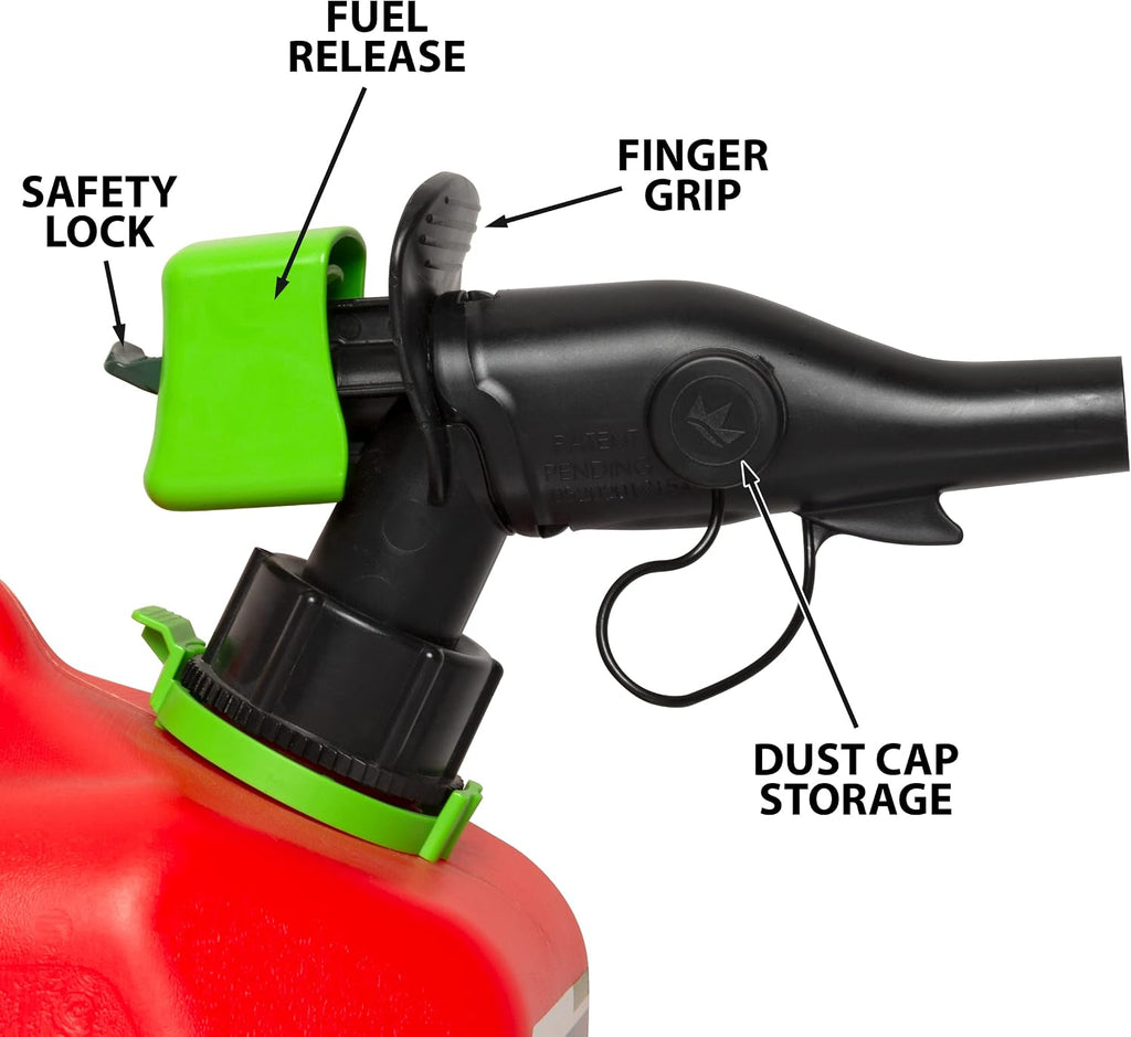 2 Gal Gas Can, Spill Proof SmartControl Spout, Spout Extender, Red | Gasoline Only, EPA/CARB Compliant Fuel