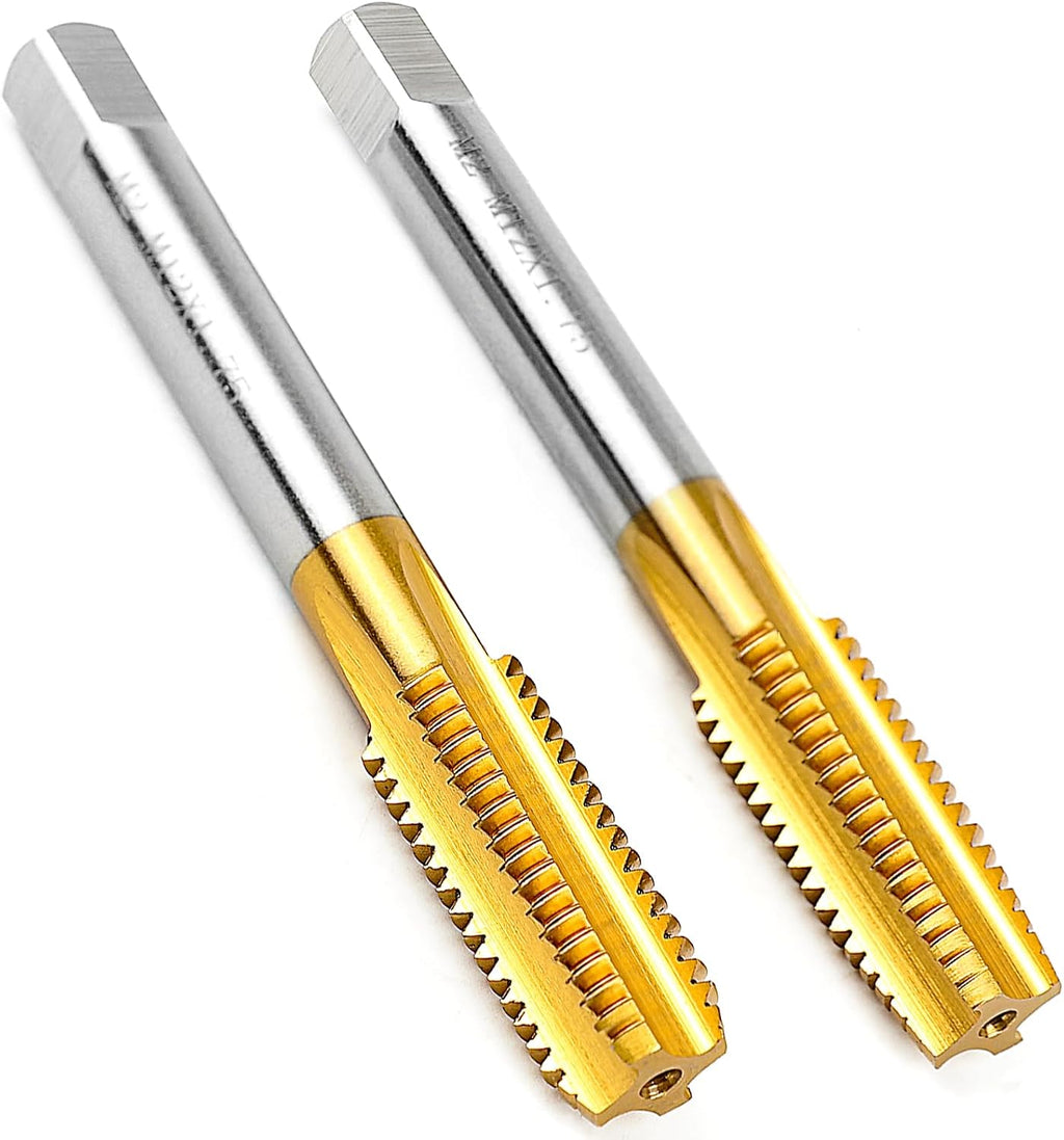 2Pcs M12 x 1.75 Thread Tap for Metal,Taper and Bottom Threading Hand Tap