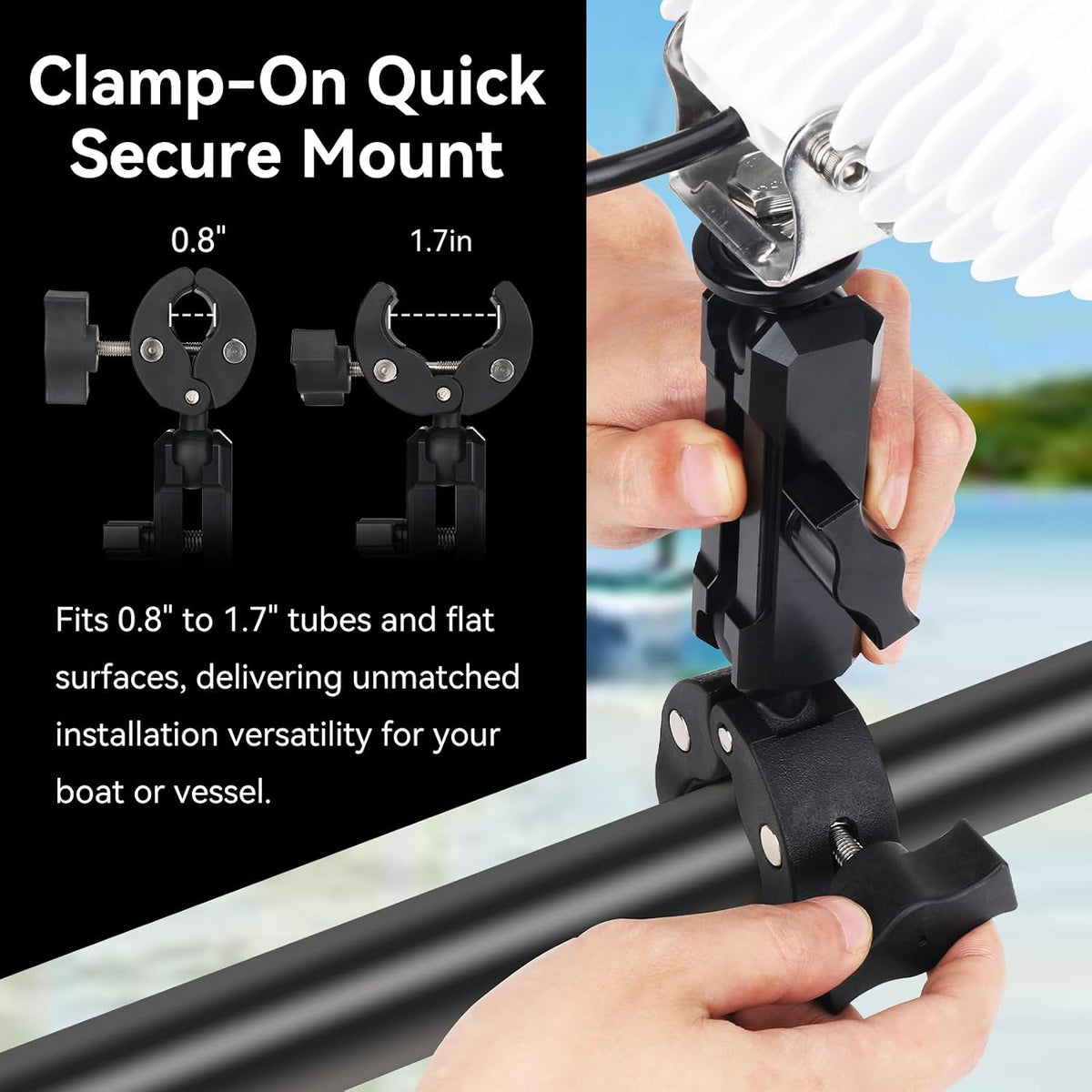Clamp On LED Boat Spreader Light, 6 Inch 18W Dual Color