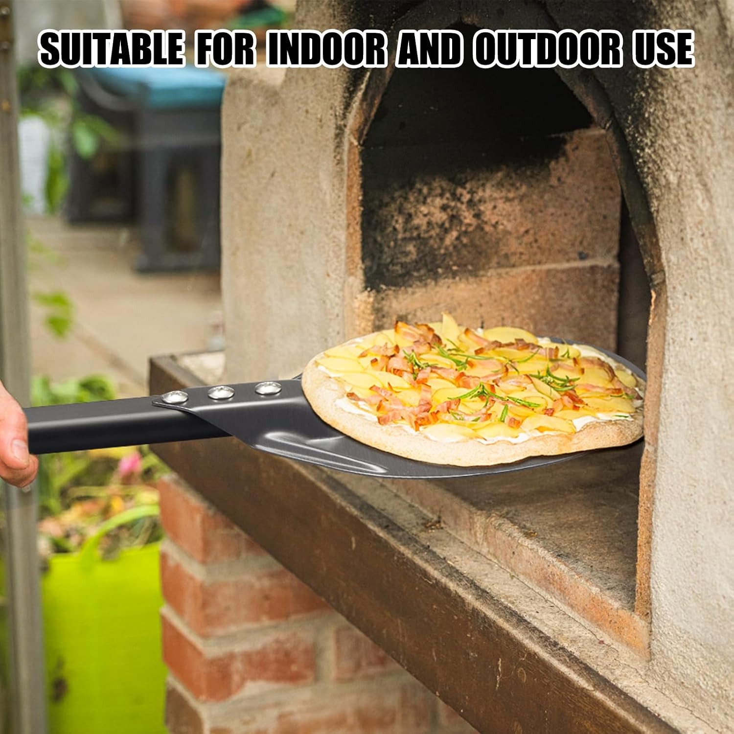 Pizza Turning Peel 6 Inch Round Anodized Aluminum Perforated Pizza Peel Turner With Metal Handle Pizza Paddle Spinner
