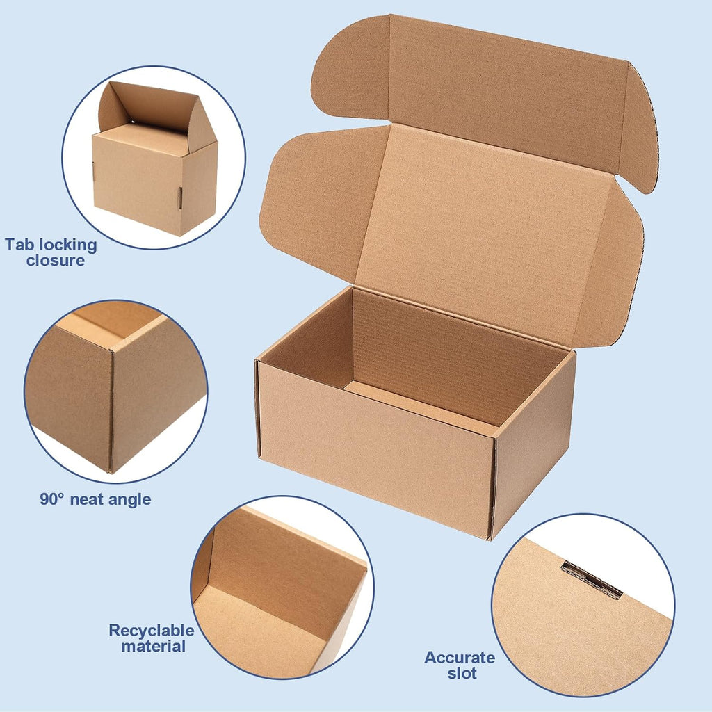 Shipping Boxes 12x9x4 Inch 25 Pack Corrugated Cardboard Mailer Brown