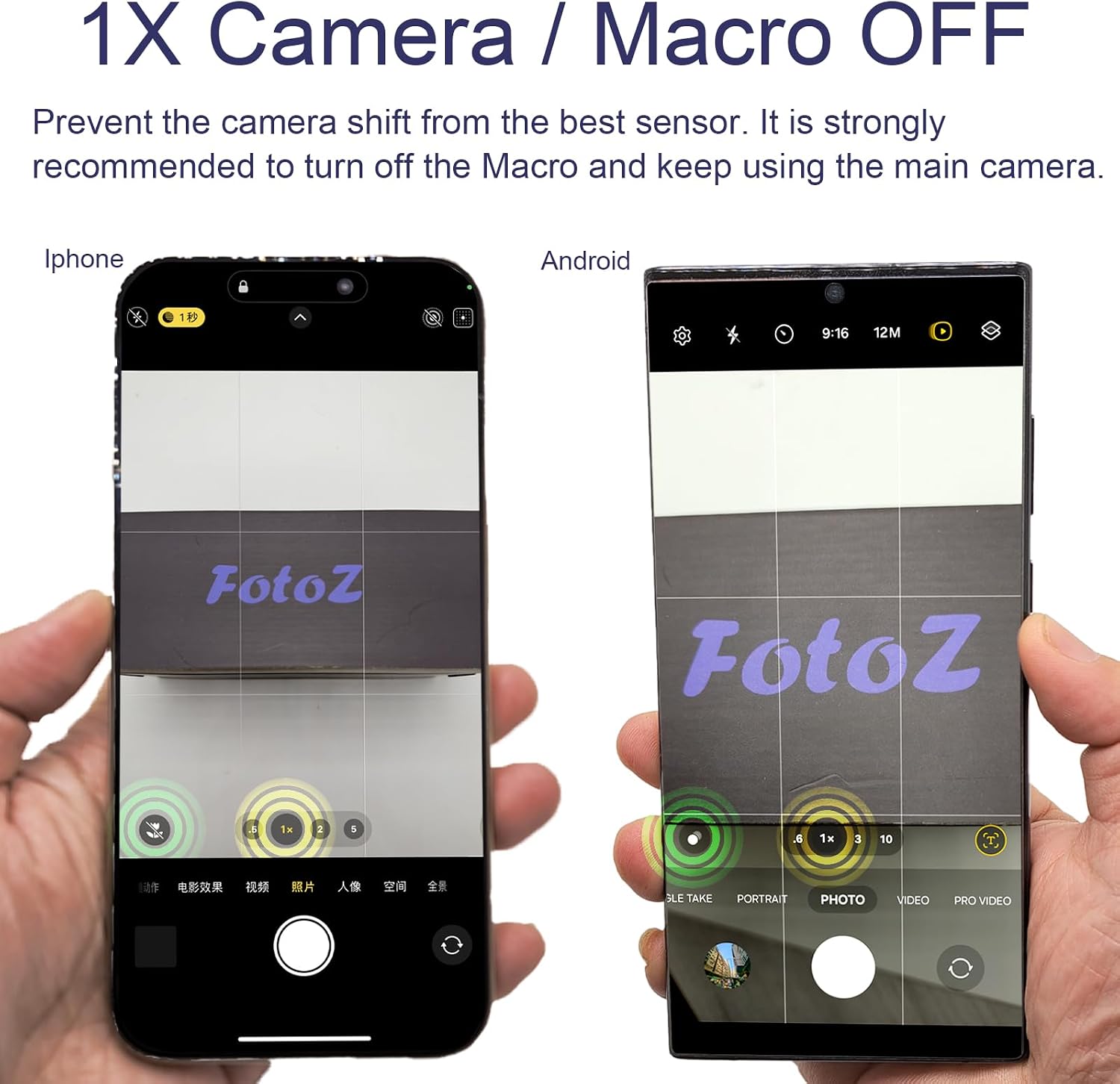 FotoZ Wide Angle & Macro Lens Kit with Adjustable LED Fill Light, 3-in-1 | HD Optical Mobile Photography Set for