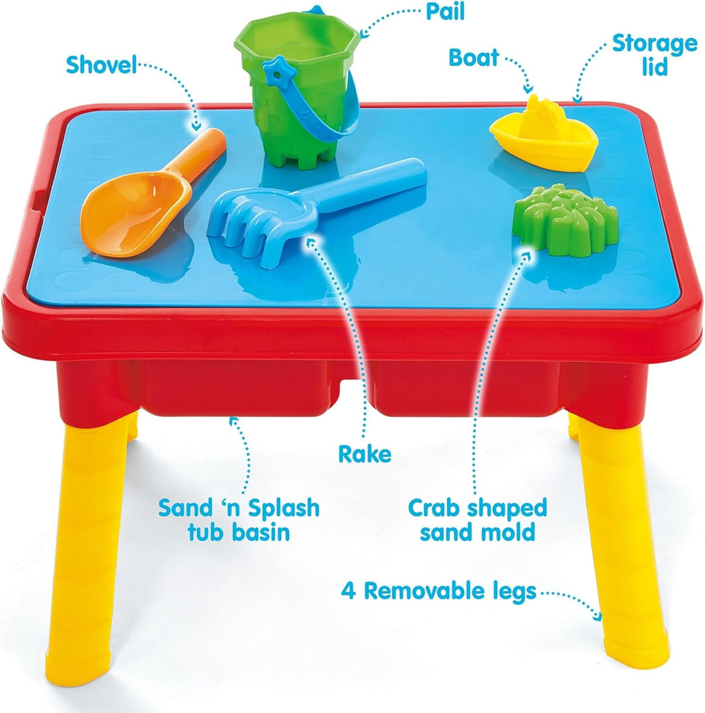 Sand 'n Splash Activity Table | Scoop, pour and build at stand-up height - dual sensory bins with a cover for
