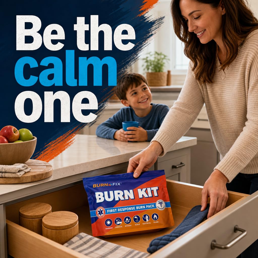 BurnFIX Burn Kit First Aid Recommended by Doctors, Comprehensive 25pcs First Aid Kit Includes Burn Gel, Burn