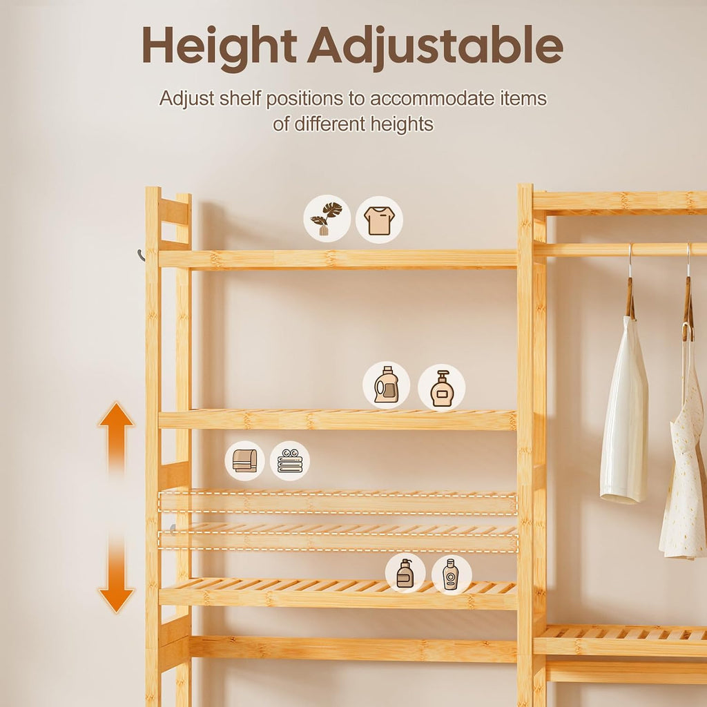Over The Washer Dryer Storage Shelf: Bamboo 5 Tiers (Natural)