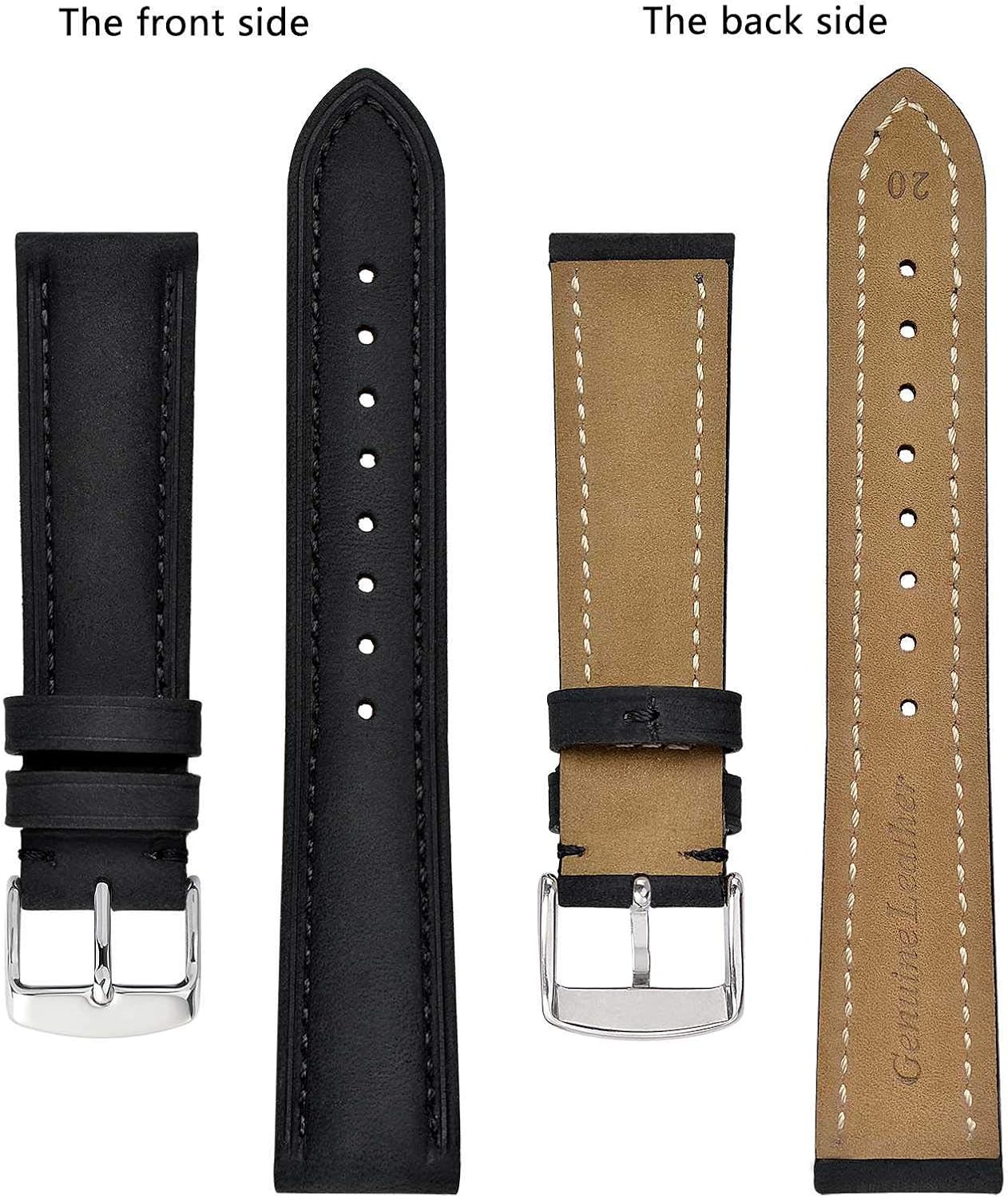Watch Strap, Vintage Leather Replacement Bracelet, Band Width-14mm 15mm 16mm 17mm 18mm 19mm 20mm 21mm 22mm 23mm 24mm