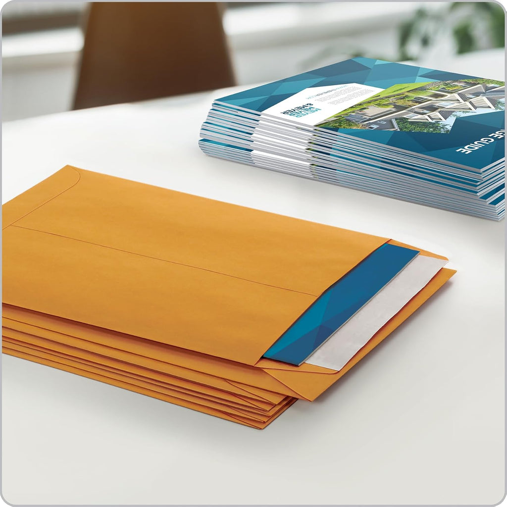 6 x 9 Catalog Envelopes with Self Seal Closure, 28 lb Brown Kraft, for Mailing Small Paper, Photos & Greeting Cards
