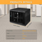 9U Wall Mount Server Cabinet IT Network Rack Enclosure Lockable Glass Door Black