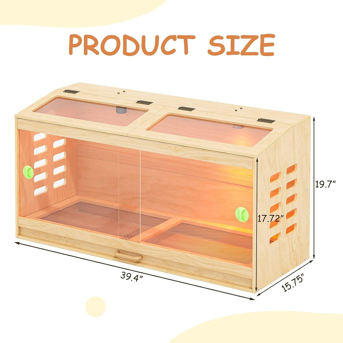 Wooden Chick Brooder Box with Pull-Out Tray (39.4" x 15.7" x 19.5")