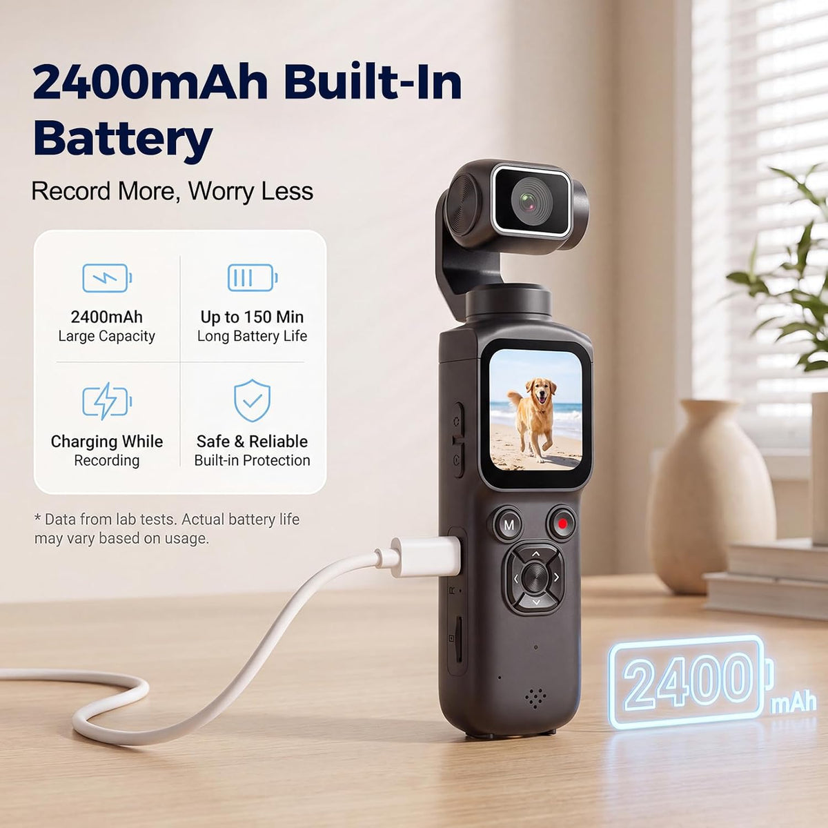 4K Vlogging Camera with Magnetic Mount, AI Face Tracking & WiFi