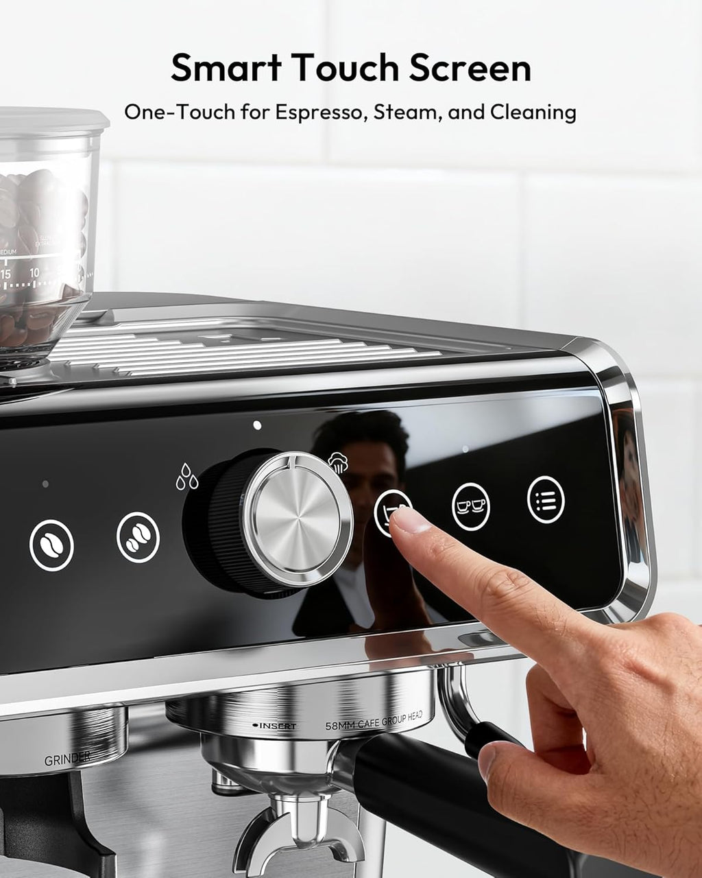 Espresso Machine with Grinder, 20 Bar Professional Espresso Coffee Maker for Home,with Milk Frother for Latte