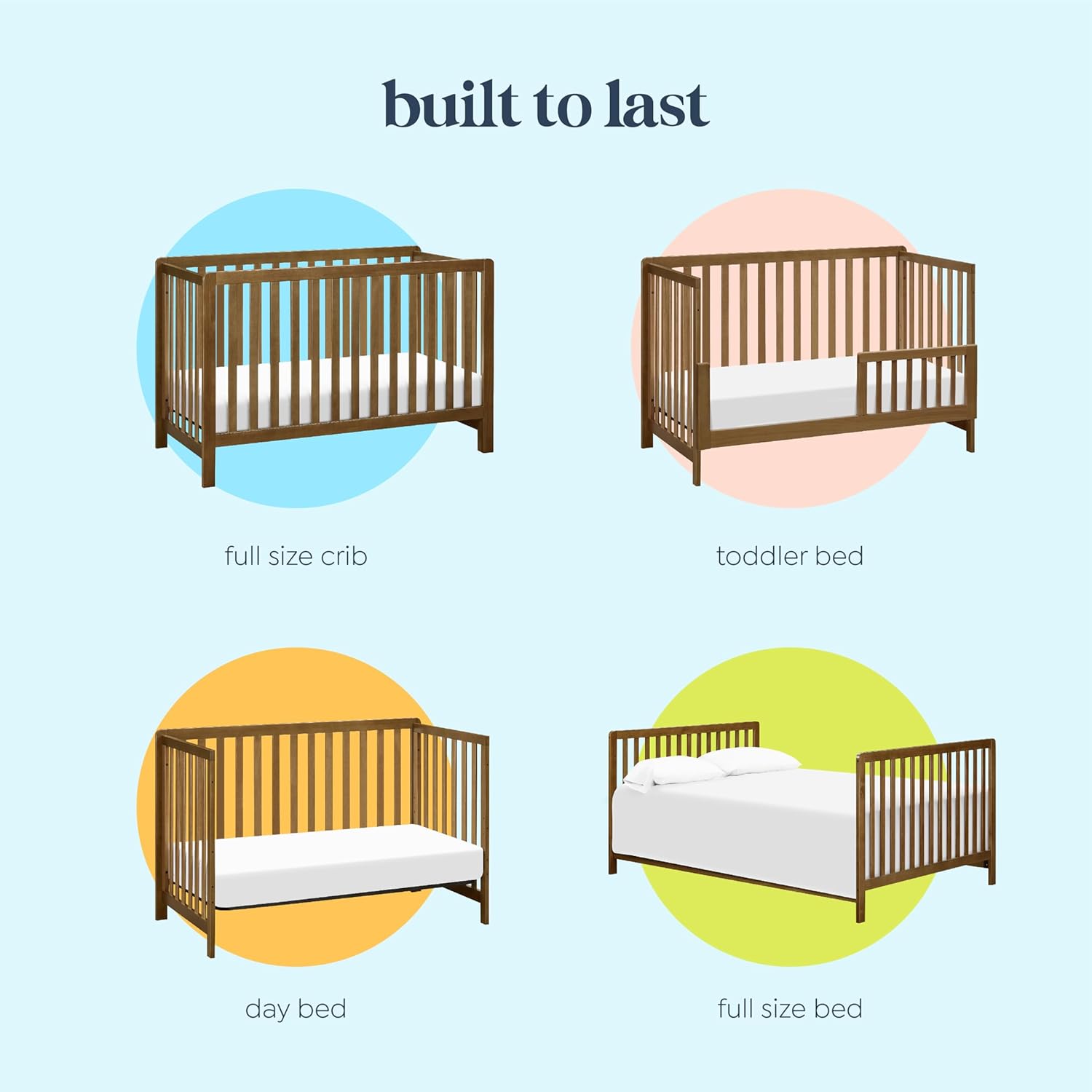 Colby 4-in-1 Low-Profile Convertible Crib in Walnut, Greenguard Gold Certified
