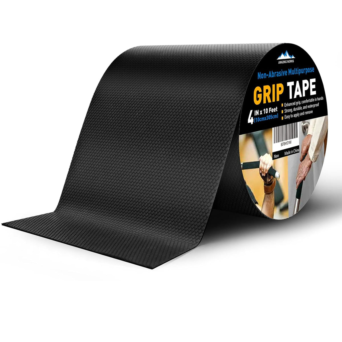 Rubber Grip Tape, 4 In x 10 Ft, Non-Abrasive Strong Adhesive Waterproof