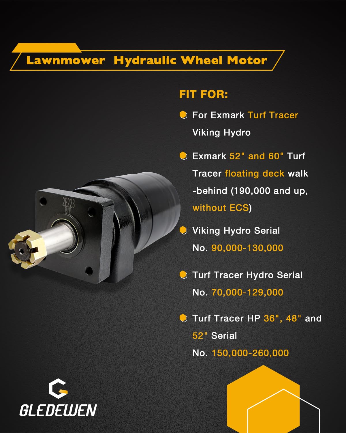 Hydraulic Wheel Motor, Compatible with Exmark Turf Tracer Viking Hydro