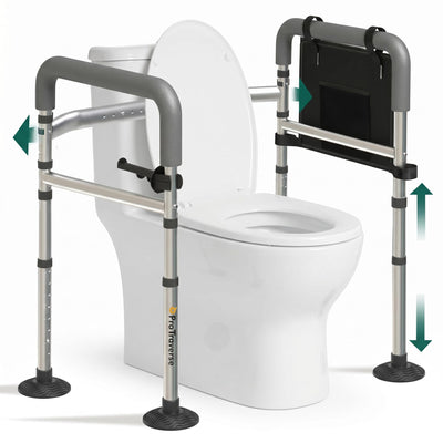 Toilet Safety Rails(350LBS), Adjustable Toilet Frame with Handles for Seniors, Elderly & Disabled, Foldable Toilet