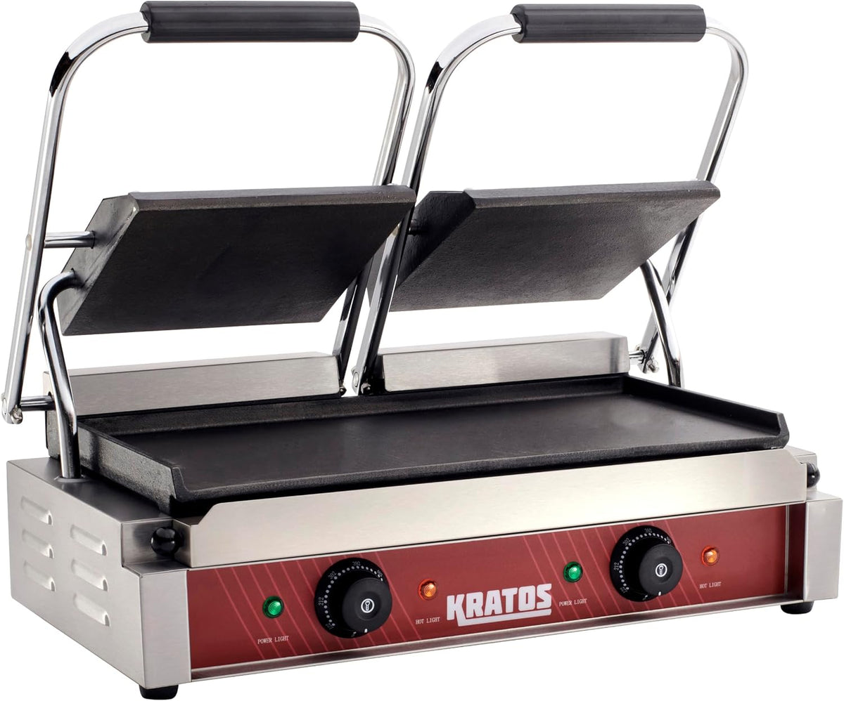 Commercial Electric Panini Sandwich Grill with Smooth Plates