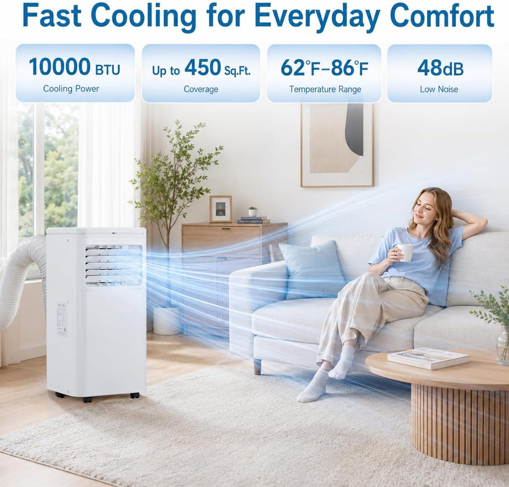 Portable Air Conditioners, Air Conditioners 10,000 BTU 4-in-1 Quiet AC Unit with Cool, Fan, Dehumidifier, Sleep