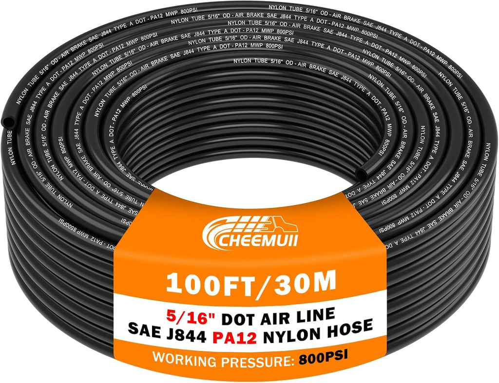 CheeMuii 100FT 5/16" DOT Air Line 8MM Air Hose PA12 Nylon Pneumatic Tubing