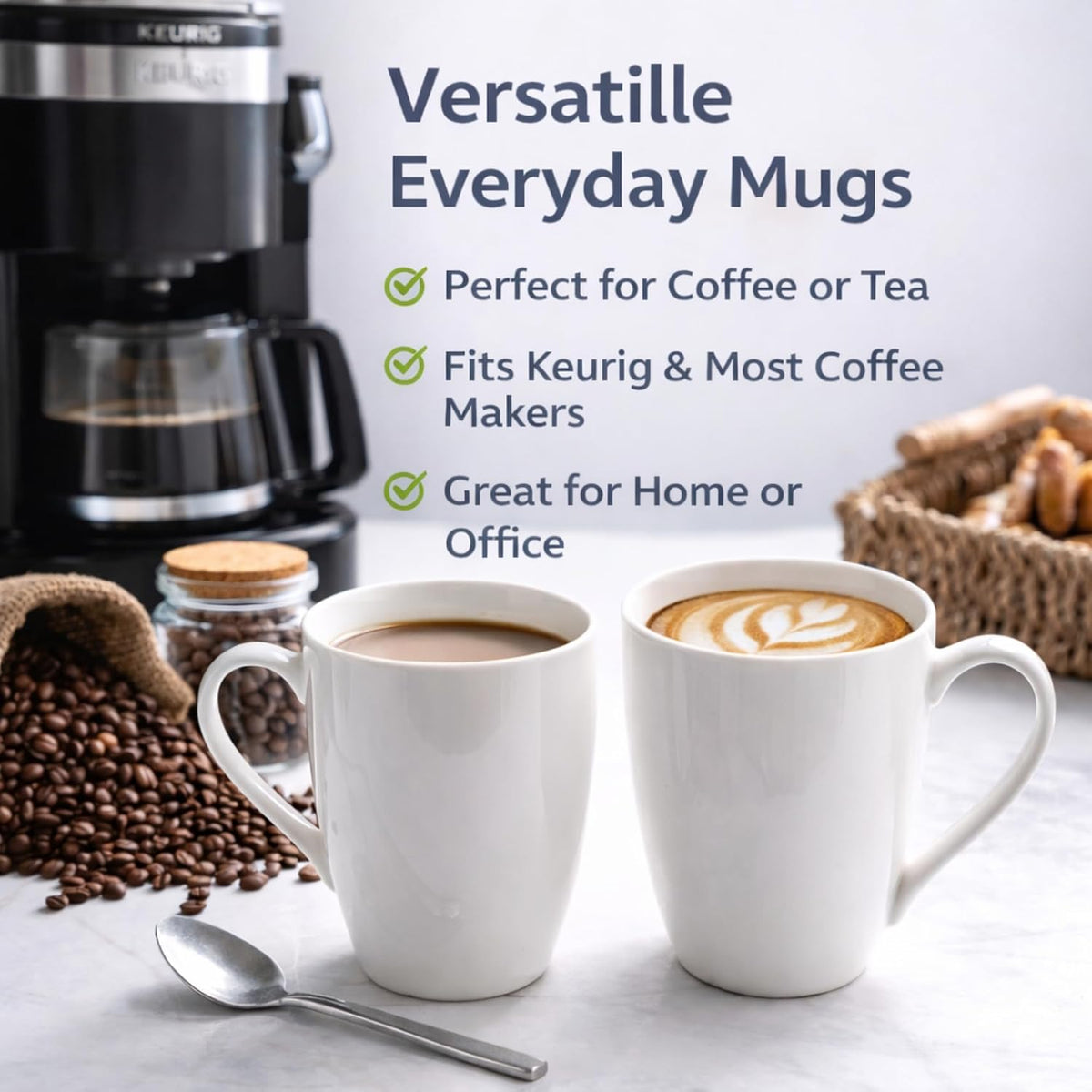 White Coffee Mugs Set of 36, 12 oz Ceramic Coffee Cups