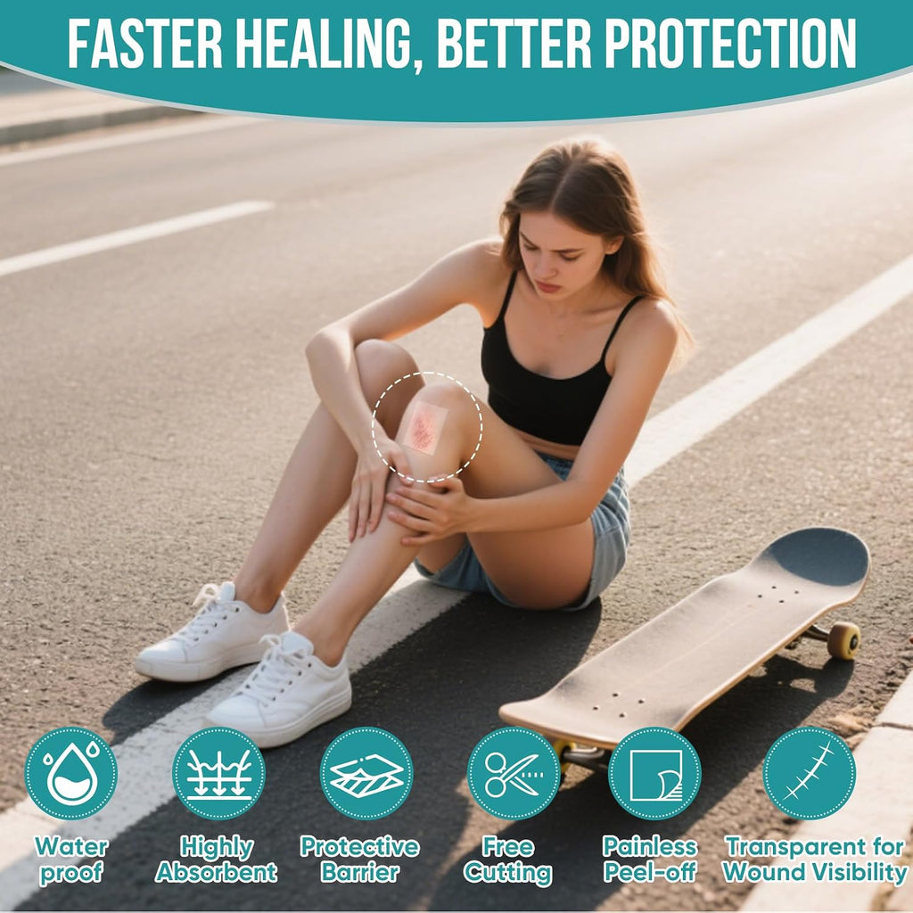Hydrocolloid Roll for Wound Care, Pimple Patch Roll Tape with Self-Adhesive, Bed Sore Bandages, Highly Absorbent for