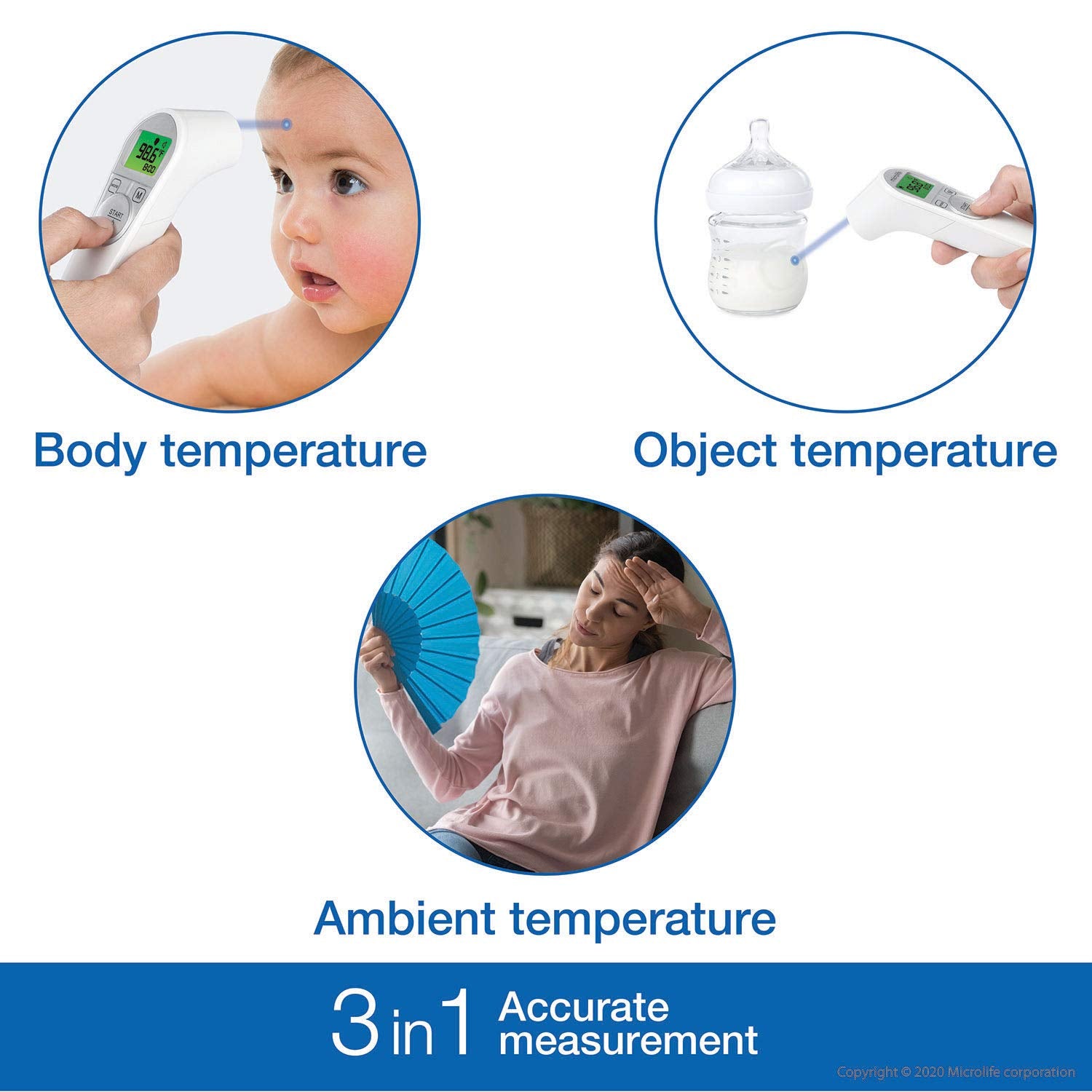 Non-Contact Forehead Thermometer, Digital Infrared No-Touch Thermometer (for Adults, Kids & Baby), Large Backlit LCD