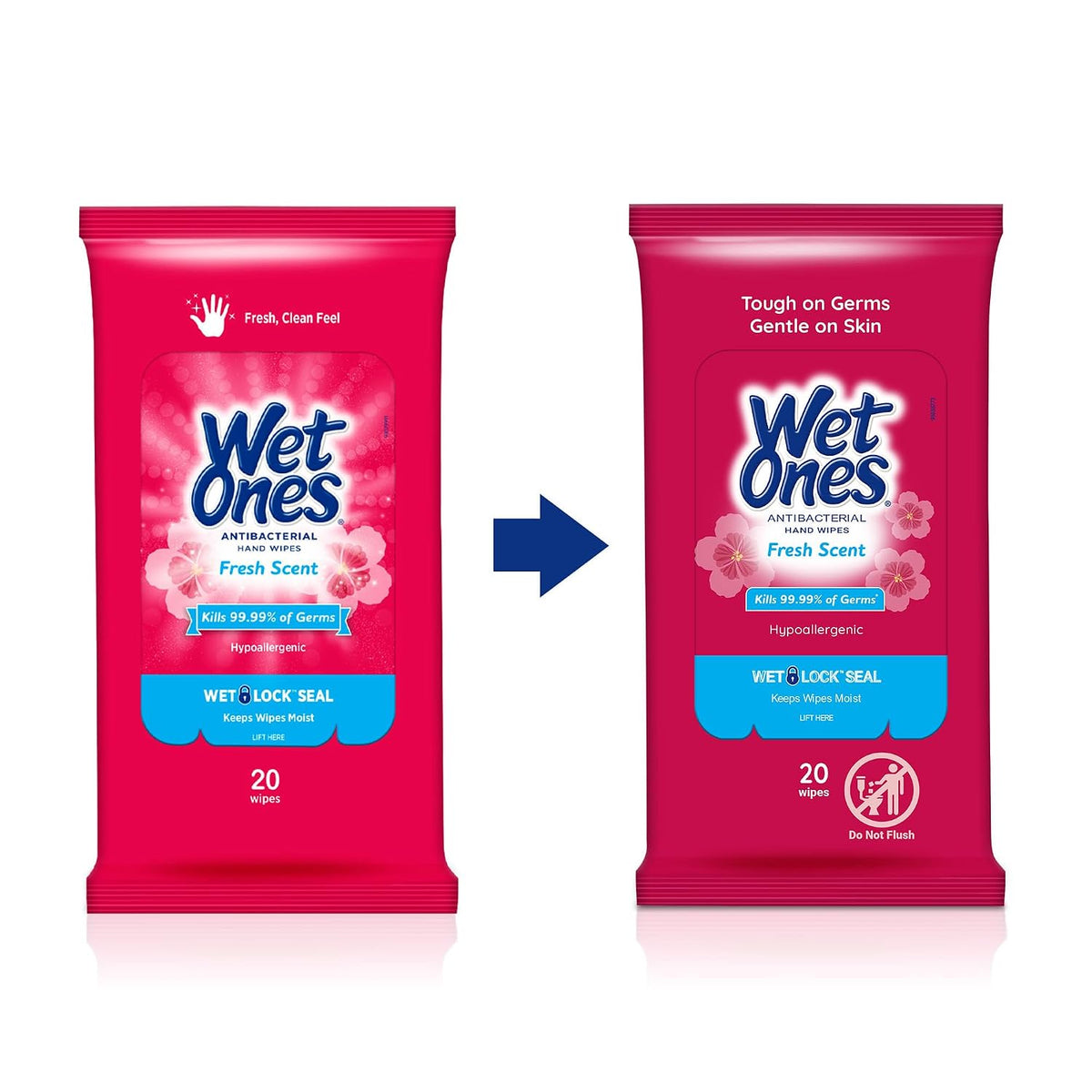 Antibacterial Hand Wipes, Fresh Scent, 20 Wipes (Pack of 10)