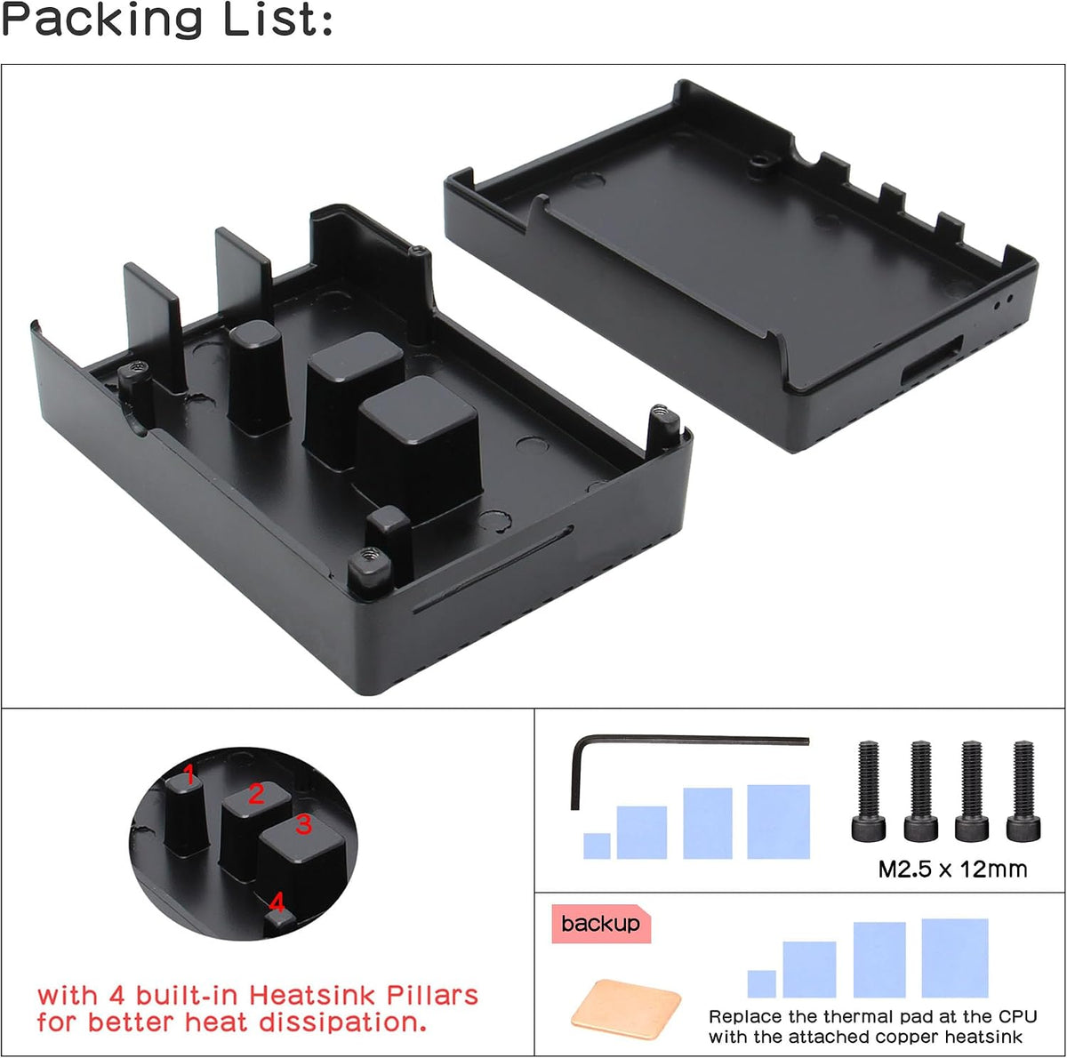Geekworm P173 Heavy Duty Passive Cooling Aluminum Case for Raspberry Pi 4
