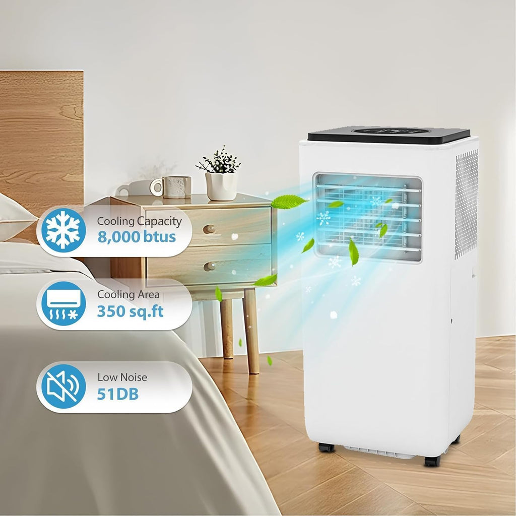 8000 BTU Portable Air Conditioners, 3-in-1 Portable AC Unit with Remote Control, Cool, Dehumidifier & Fan Modes for
