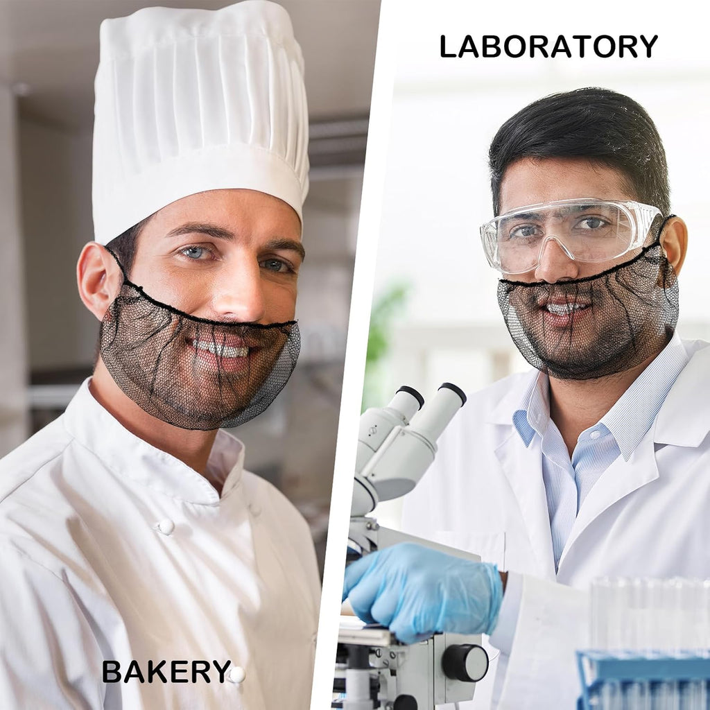 Disposable Beard Nets for Food Service, Breathable Nylon, 18" Protective Beard Covers for Restaurant Staff