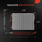 A-Premium Engine Coolant Radiator Assembly with Transmission Oil Cooler