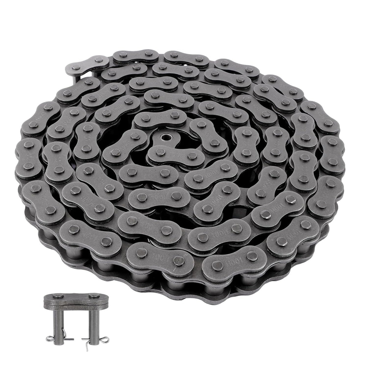 findmall 100H Heavy Duty Roller Chain 10 Ft with 2 Connecting Links