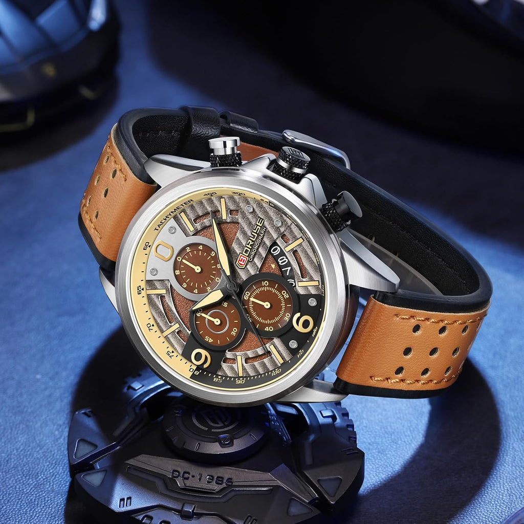 Men Watches Unique Casual Watch Big Face Fashion Chronograph | Luxury Dress Waterproof Analog Quartz WristWatch with